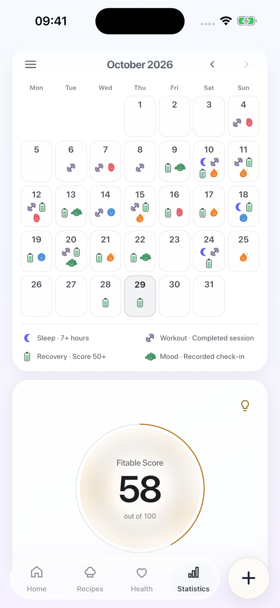Track what matters — original Fitable app screen